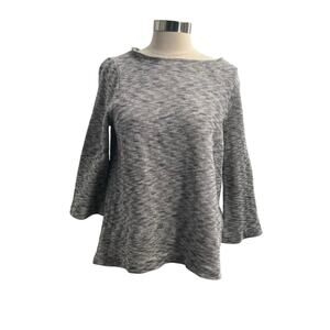 J.Jill Pure Jill 3/4 Sleeve 100% Cotton Knit Heathered Gray Top Women's Medium